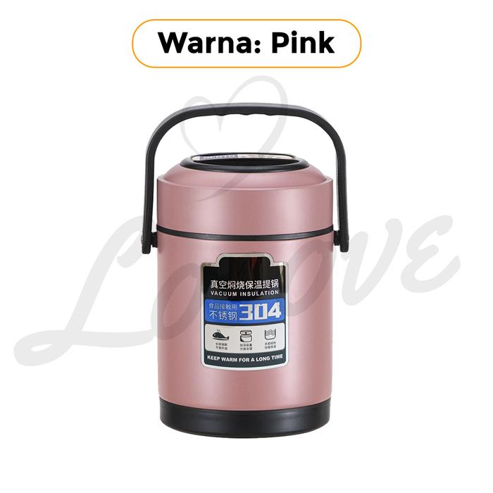 Gambar Lunch Box Termos/Tempat/Bekal Makan 3 Lapis Tahan Panas  1.7 L - Pink dari looove store undefined Tokopedia