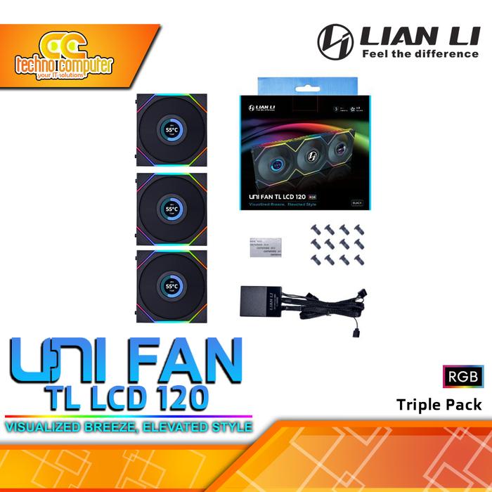 Gambar FAN CASING LIAN LI UNI FAN TL LCD 120 - 120mm Triple Pack ARGB Fan with Controller - Hitam dari Techno Computer Bali undefined Tokopedia