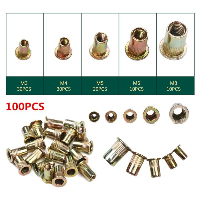Gambar Rivet Nut Mur M3 M4 M5 M6 M8 Carbon Steel Kepala Hand Rivet Nut Gun Manual Riveter Rivnut - RivetNut 100Pcs dari Pi Toserba undefined Tokopedia