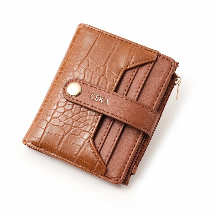 Gambar CEKA LIVE Dompet Wanita Kartu Dompet Uang Cewek Kecil Kulit Croco - Fenne Short Wallet - Brown, Box dari CEKA undefined Tokopedia