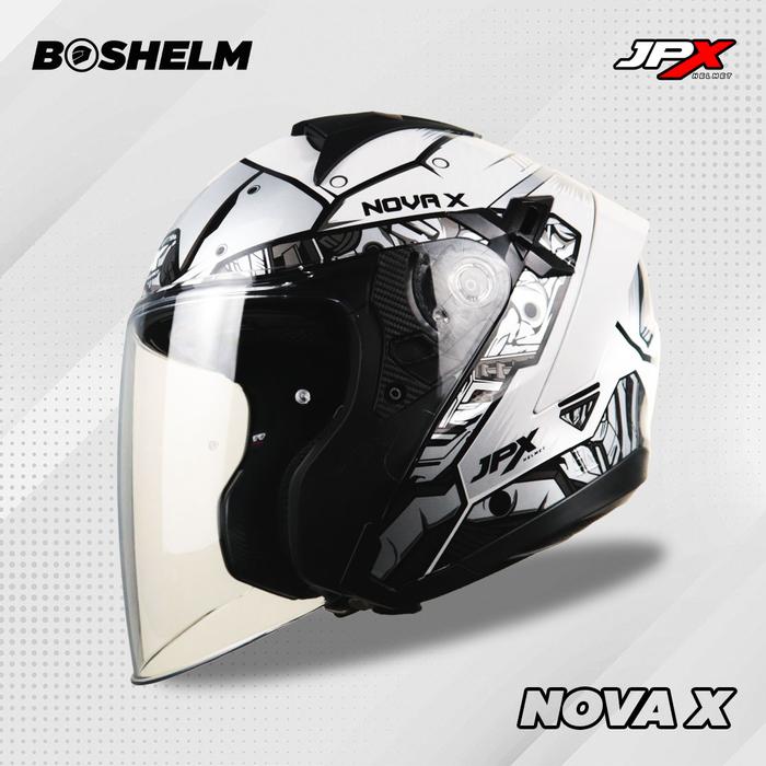 Gambar Helm JPX NOVA X V2 MOTIF Helm Half Face SNI - N2 ARTIC WHITE, L dari BOSHELM undefined Tokopedia
