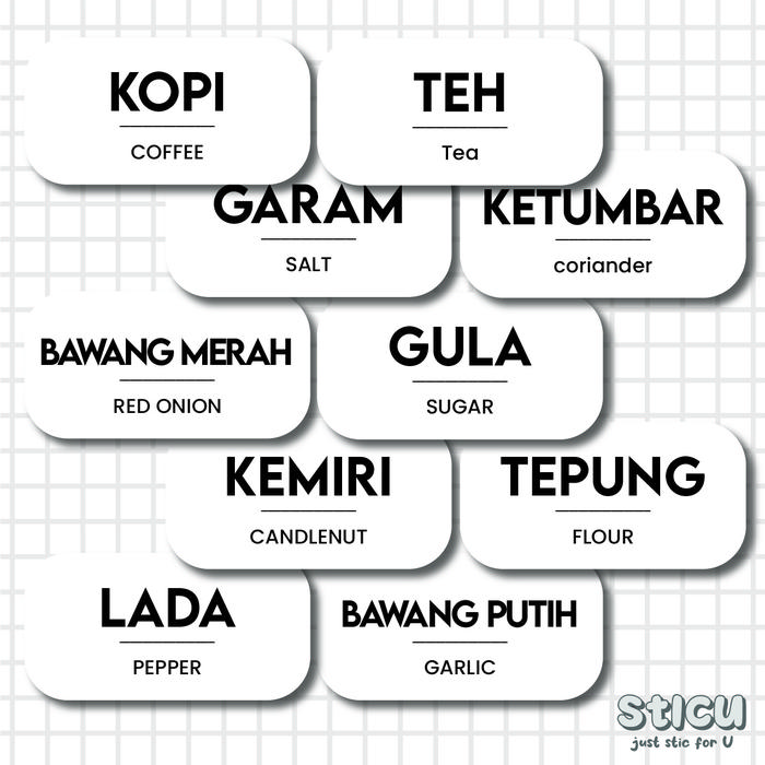 Gambar STICKER LABEL BUMBU DAPUR - [10 PCS] STIKER NAMA BUMBU DAPUR ANTI AIR - 1 dari Sticu undefined Tokopedia