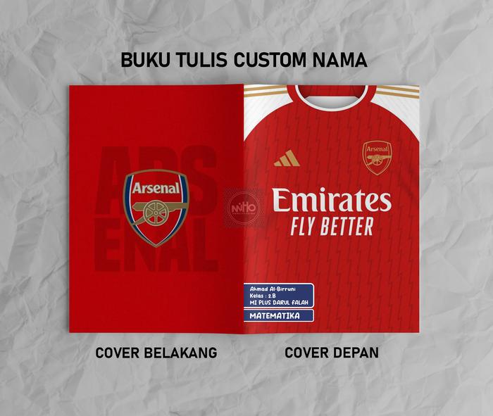 Gambar BUKU TULIS SEKOLAH CUSTOM CLUB BOLA / UKURAN A5 / BERGARIS / COVER & ISI KERTAS BISA CUSTOM - ARSENAL, COVER&ISI+NAMA dari miho merchandise undefined Tokopedia