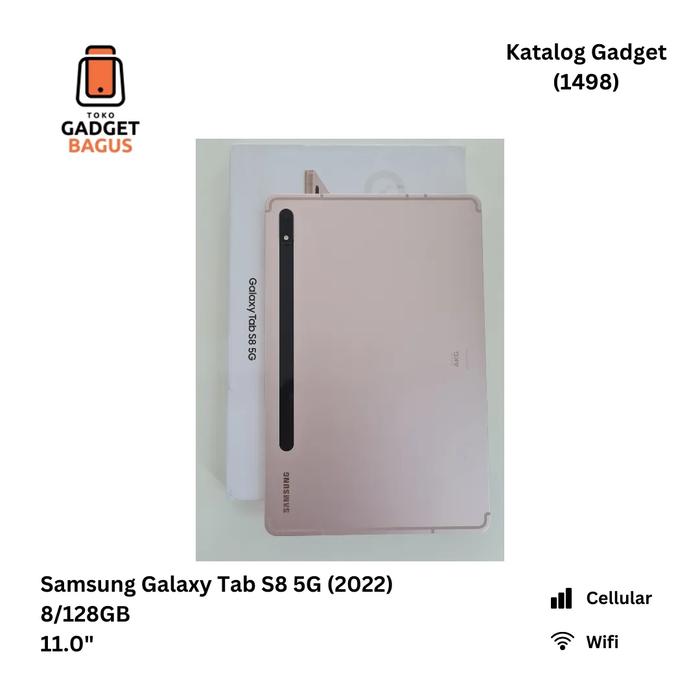 Gambar 1498 - Samsung Galaxy Tab S8 2022 5G 8/128 Cellular Rose Gold Fullset dari Toko Gadget BAGUS undefined Tokopedia