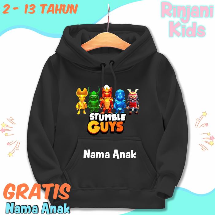 Gambar HOODIE ANAK GAMES STUMBLE GUYS GRATIS NAMA ANAK - JAKET SWEATER ANAK STUMBLE GUYS - Hitam, 2-3 tahun dari RinjaniCustoms undefined Tokopedia
