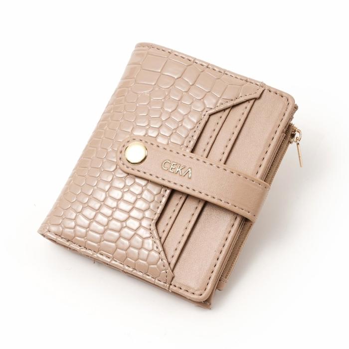 Gambar CEKA LIVE Dompet Wanita Kartu Dompet Uang Cewek Kecil Kulit Croco - Fenne Short Wallet - Khaki, Box dari CEKA undefined Tokopedia