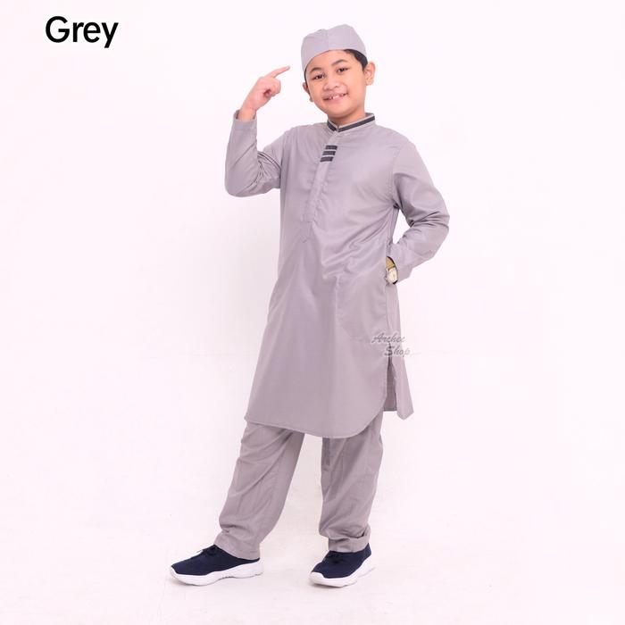 Gambar Setelan Baju Koko Anak Laki Laki Cowok Muslim Lengan Panjang Pasha - Grey, XXL/14 dari Archee Shop undefined Tokopedia
