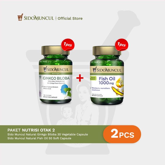 Gambar Paket Nutrisi Otak 2 -SidoMuncul Ginkgo Biloba + Fish Oil Soft Capsule dari Sido Muncul Store undefined Tokopedia