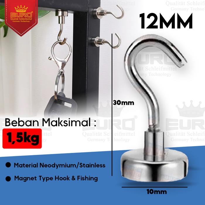 Gambar Magnet Super Kuat Neodymium NdFeB N35 N52 - Magnet Besi berani - Hook kail 12mm dari Ud 33 undefined Tokopedia