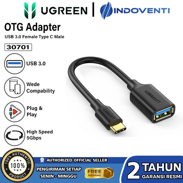 Gambar UGREEN 30701 OTG Adapter HP Type C Male to USB Female Flashdisk 50283 - UGREEN 30701 dari INDOVENTI undefined Tokopedia