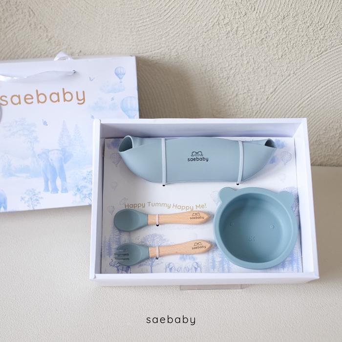 Gambar 4pcs Baby Feeding Set Silicone, Hampers Bayi Peralatan Makan Bayi - LILLA BEAR BLUE dari Sae gift undefined Tokopedia