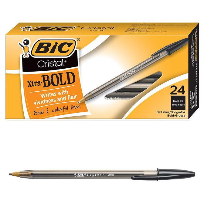 Gambar Bolpen Pulpen BIC Cristal Xtra Bold 1.6 mm (Box isi 24) - Hitam dari jdnxjxj undefined Tokopedia