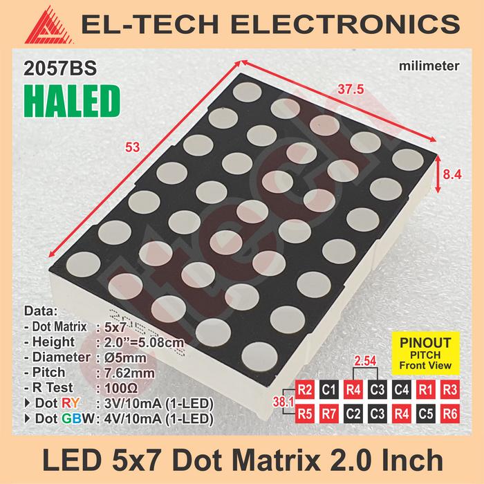Gambar 5x7 5x8 8x8 Dot Matrix 2.0" 2.1" 2.38" 2.4" Inch LED Digital Display Titik Matrik Digit Angka Huruf 7x5 8x5 5 x 7 x 8 5.08cm 5.08 cm 5cm 5 - HALED 5x7, Merah dari ELTECH online undefined Tokopedia