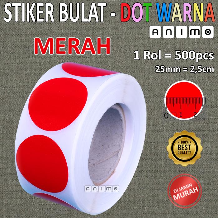 Gambar Stiker Bulat Warna - COLOR DOT STICKERS - ROL - Merah dari ANIMO LABEL undefined Tokopedia