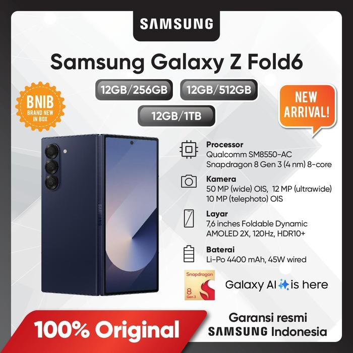 Gambar Samsung Galaxy Z Fold6 5G - Garansi Resmi Samsung Indonesia - Navy, 12/256GB dari Samsung Store Mall Taman Anggrek undefined Tokopedia