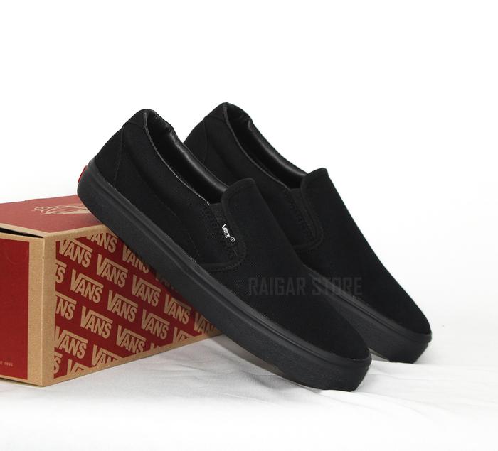 Gambar Sepatu Vans Slip On Slop Kanvas Pria Wanita Tanpa Tali Ful Black Murah - Ful Hitam, 36 dari Raigar Store undefined Tokopedia