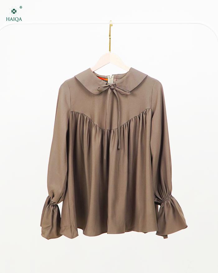 Gambar Alin Blouse Hannah By Haiqa - Atasan Wanita Muslim Casual Lengan Panjang - Blouse - Latte, S|M dari haiqaofficial undefined Tokopedia