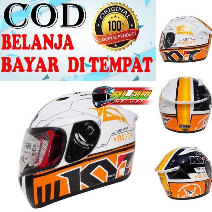 Jual Hemat Helm Kyt Rc Motif #11 White Black Orange Helm Full
