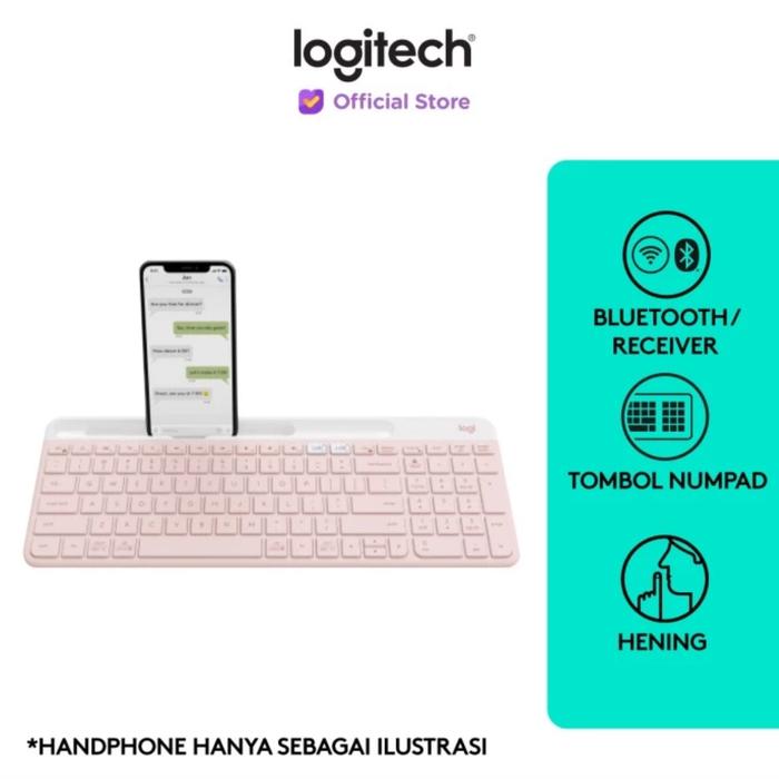 Gambar Logitech K580 bluetooh wireless keyboard dual connection - Rose dari Click & Go Tokopedia undefined Tokopedia