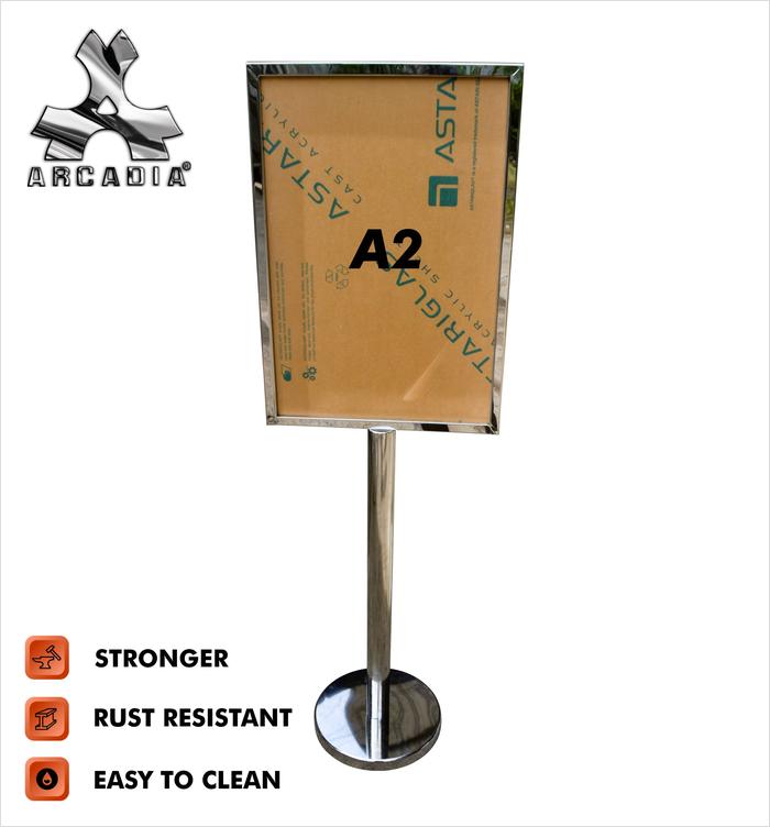 Jual Signage / papan info stainless, ukuran Frame : A2 (portrait) - A2 ...
