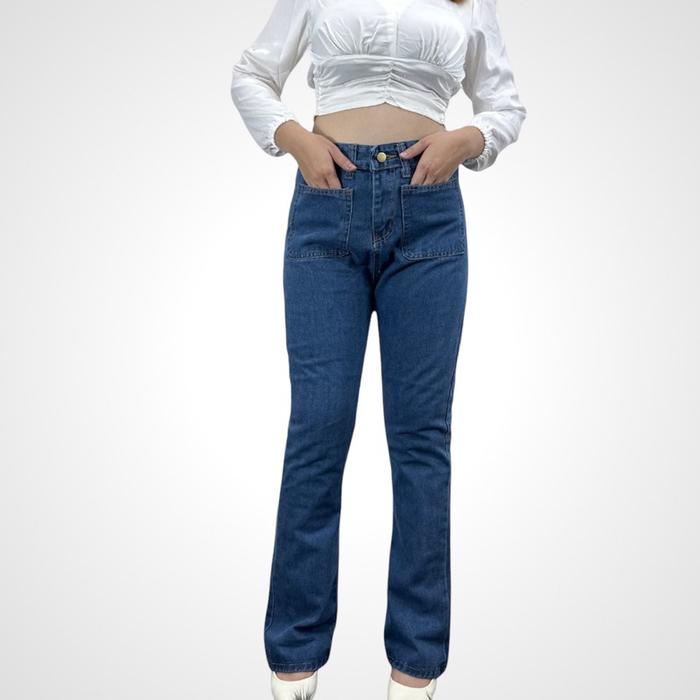 Jual Celana Panjang Jeans Cutbray Wanita Highwaist Jeans Cutbray