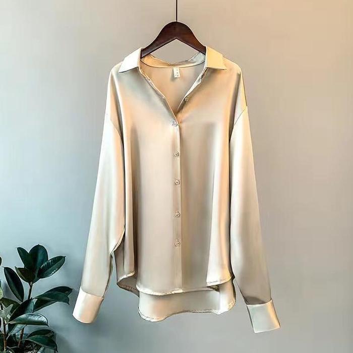 Gambar Kemeja Polos Wanita Lengan Panjang Satin Silk Big Size Ukuran S M L XL XXL XXXL XXXXL 4XL 2XL 3XL 5XL 2L 3L 4L 5L Kemeja Basic Jumbo Atasan Big Size Oversize Kasual Kantor Pesta - white, M dari O L I V I A undefined Tokopedia