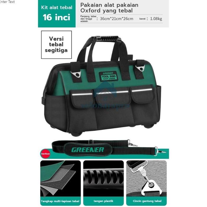 Gambar GREENER Tas Perkakas Toolkit Toolbox Toolbag Storage Tahan air dengan Strip Reflektif/Tool bag Kain Oxford Tebal Tas Alat Perkakas Kuat Tas Perkakas Toolkit Toolbox 13 Inch - 16inch dari Yuretar undefined Tokopedia