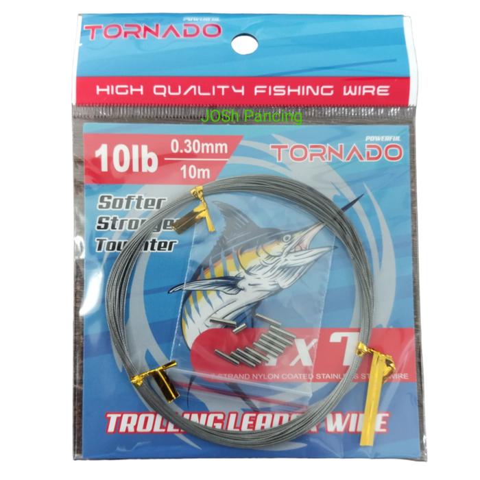 Gambar Tornado wire neklin + klem 1x7 fishing trolling leader wire kawat pancing + copper sleeve - 15lb dari Josh Pancing undefined 3 Tokopedia