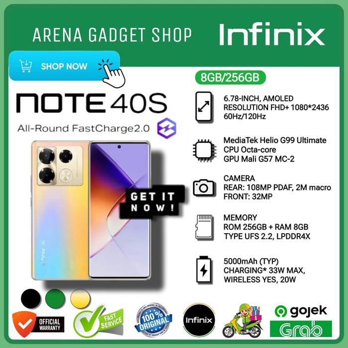 Gambar Infinix Note 40s NFC Curve Display Ram 8/256Gb New Garansi Infinix 8+8/256 - Gold dari ArenaGadgetShop undefined Tokopedia