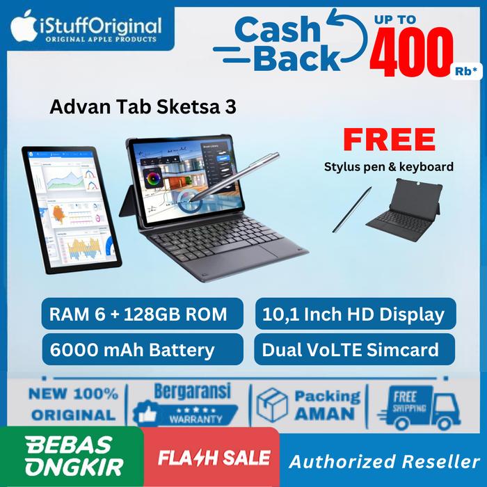Gambar Advan Tab Sketsa 3 RAM 6/128GB 10,1 inch Free Stylus pen + Keyboard Resmi - Grey dari iStuffOriginal undefined Tokopedia