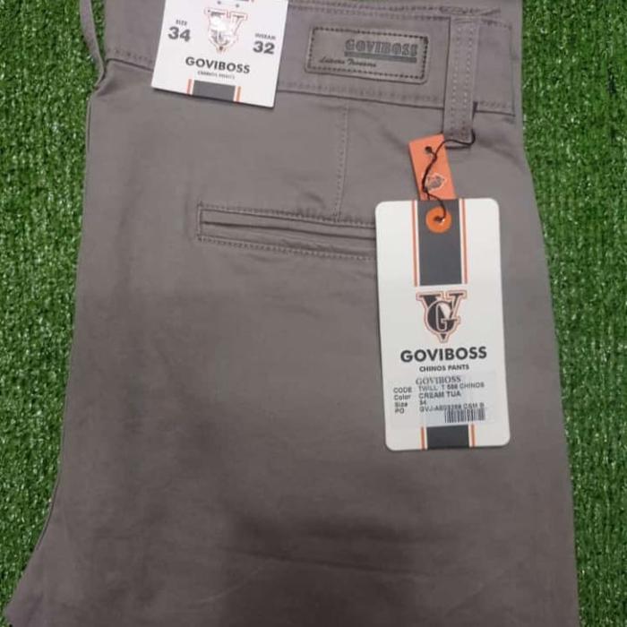 Gambar Celana Jeans GOVIBOSS CHINOS Slim Fit- Katun Twill Melar - coklat muda, 38 dari Rakhamalikstore undefined Tokopedia