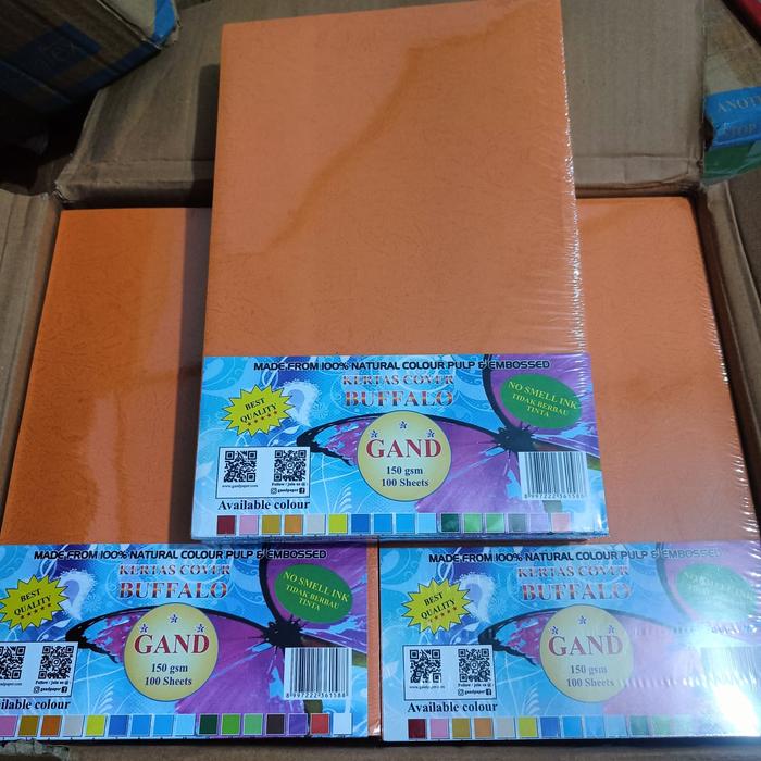 Gambar kertas cover Buffalo folio 150 grm /1 pak 100 lembar/kertas jilid - Orange dari raffastor3 undefined Tokopedia
