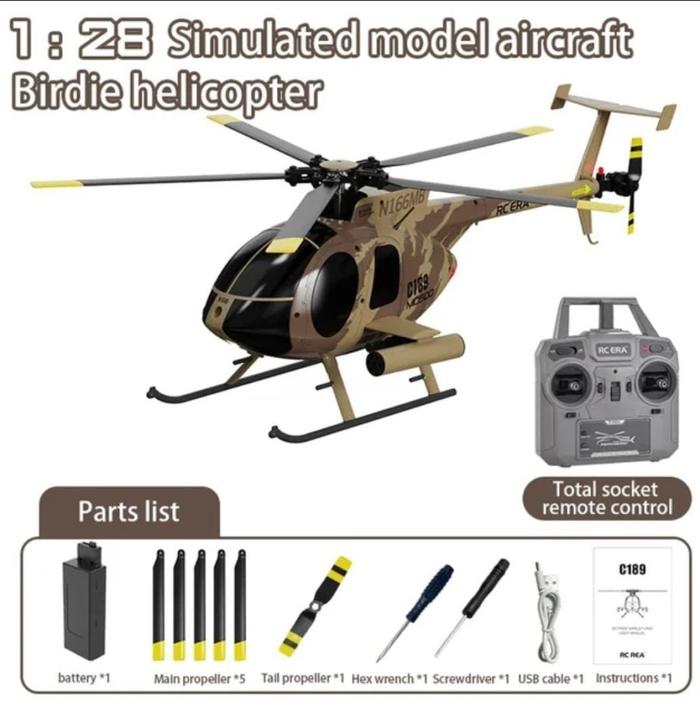 Gambar RC Era Helicopter Helikopter Heli C189 Brushless Simulation Model 6-Axis Gyro 2.4G 1/28 RTF - C189 Coklat dari Planet Hobby Indonesia undefined Tokopedia