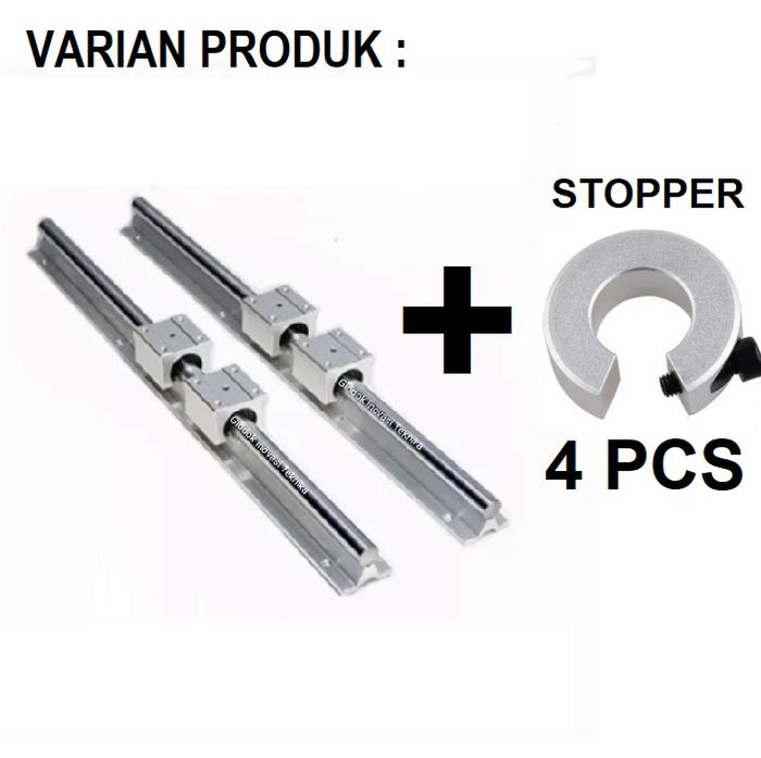 Gambar paket set rail guide linear SBR20 SBR 20 shaft + 4 block SBR20UU - Pakai Stopper, Panjang 60cm dari GLODOK INOVASI TEKNIKA undefined Tokopedia