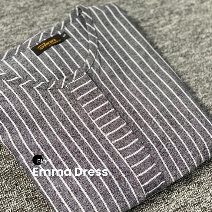 Gambar EMMA DRESS BY AURORA HIJAB // GAMIS KATUN SYARI // GAMIS KATUN MOTIF GARIS // GAMIS EMMA - Black, L dari butiknya rino undefined Tokopedia