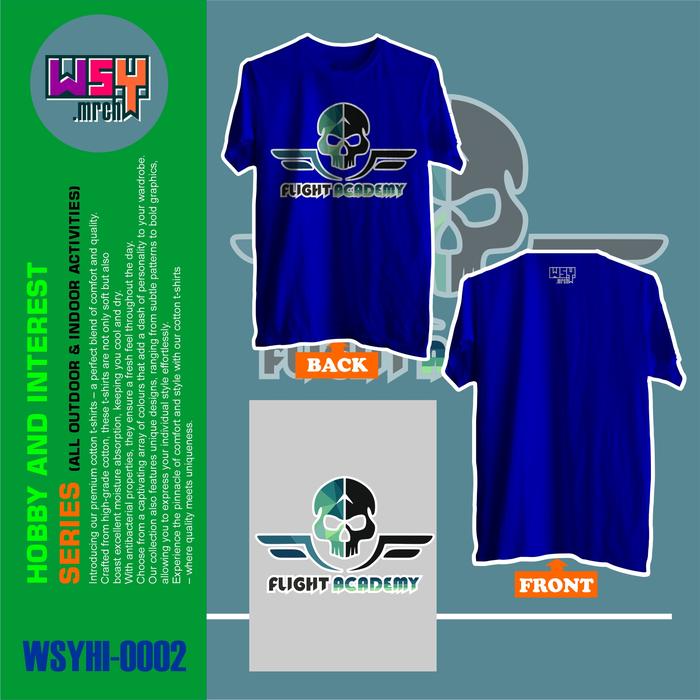 Gambar Hobby and Interest Series - Front Design Unisex T-Shirt - Flight Academy Colorfull Skull Logo - Benhur, M dari WSY_Mrch undefined Tokopedia