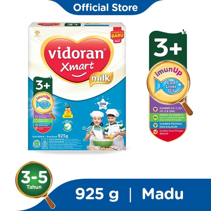 Gambar Vidoran Xmart 3+ All Variant 925gr Susu Formula Pertumbuhan Anak 3-5 Tahun - Madu 3+ 925g dari LittleMoon Baby &amp; Kids Store Rungkut undefined Tokopedia
