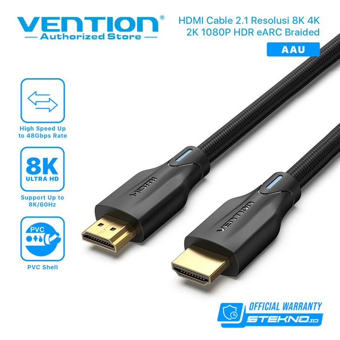 Gambar Vention Kabel HDMI 2.1 Male to Male Ultra HD 8K 4K 1080p HDR eARC - AAU Cotton, 2m dari Vention Authorized Store undefined Tokopedia