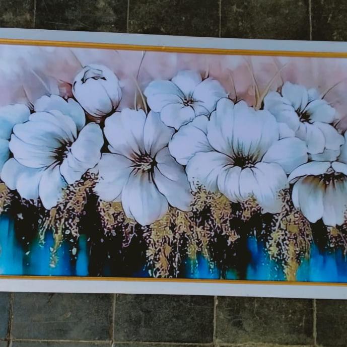 Gambar hiasan dinding lukisan cetak bunga hias putih plus bingkai uk 100*50 - Putih dari YuncuingART undefined Tokopedia