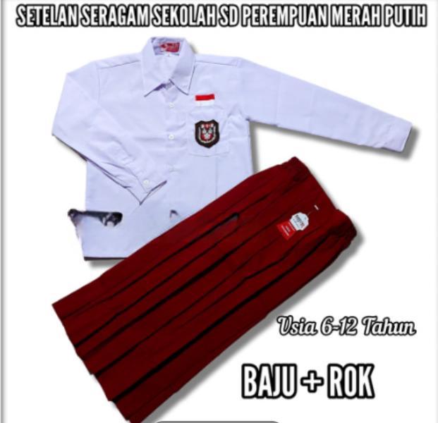 Gambar BARU TERBARU SERAGAM SEKOLAH SD PEREMPUAN MERAH PUTIH SETELAN KUALITAS - baju rok, 6th dari CAHAYA UNIFORM undefined Tokopedia