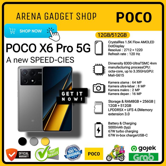 Gambar Poco X6 Pro 5G Ram 12/512Gb New Garansi Resmi Indonesia POCOPHONE - Grey dari ArenaGadgetShop undefined Tokopedia