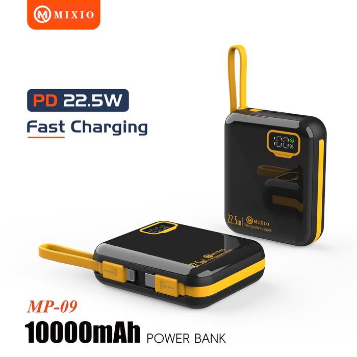 Gambar MIXIO MP-09 10000mAh Powerbank Mini 20W With Kabel Fast Charging Lightning & Type C For Iphone/Android - Hitam dari MIXIO undefined Tokopedia