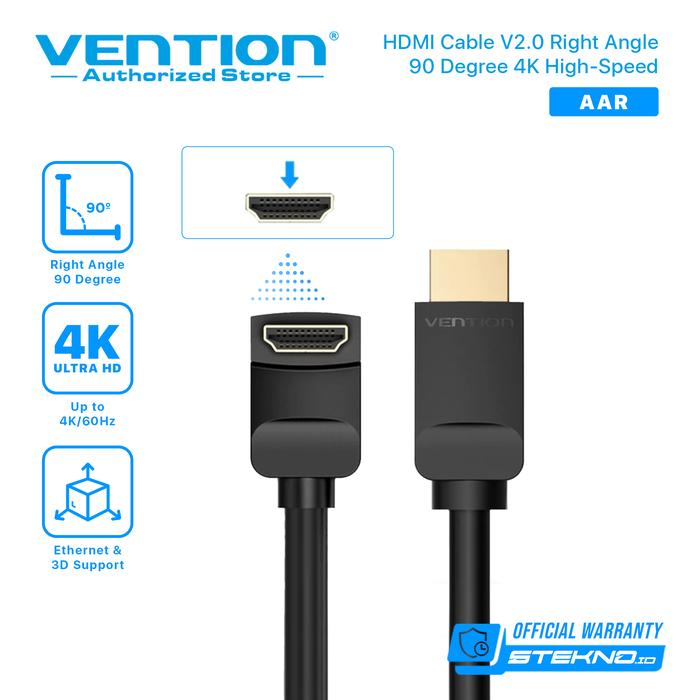 Gambar Vention 1.5m Kabel Hdmi 2.0 90/270 Degree 4K High Speed - 90 Degree AAR dari Vention Authorized Store undefined Tokopedia