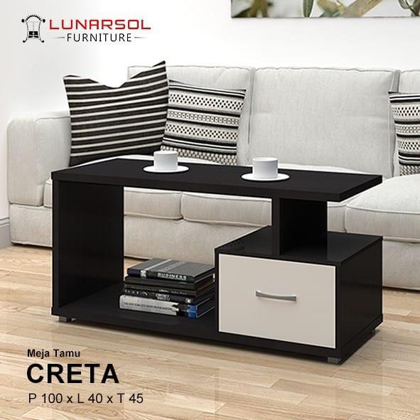 Gambar Meja Tamu / Meja Sofa minimalis / MEJA CRETA WHITE - Hitam dari Makmur Gemilang_NEW undefined Tokopedia