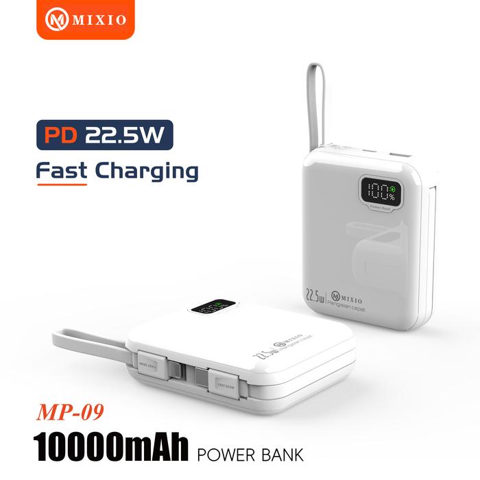 Gambar MIXIO MP-09 10000mAh Powerbank Mini 20W With Kabel Fast Charging Lightning & Type C For Iphone/Android - Putih dari MIXIO undefined Tokopedia