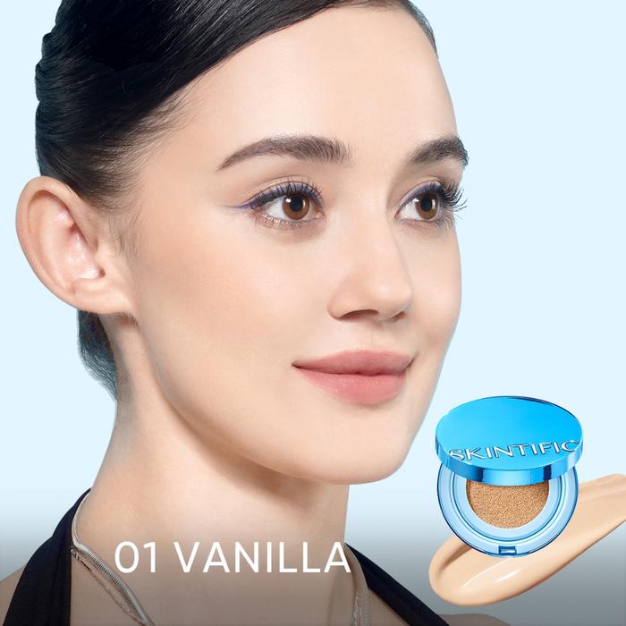 Gambar SKINTIFIC VELVET MATTE CUSHION PERFECT STAY HIGH COVERAGE FLAWLESS LONG LASTING BEBAS KUSAM NIACINAMIDE SKINTIFIK - 01 VANILLA dari Toko Obat Palembang Bandung undefined Tokopedia