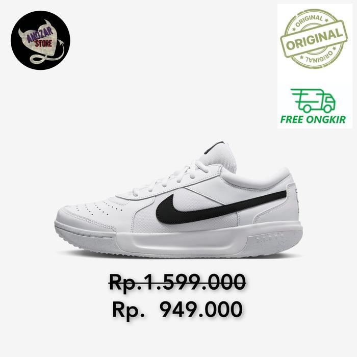 Sepatu Tennis Nike Court Air Zoom Lite White Black Dv3258-101 Original  Resmi