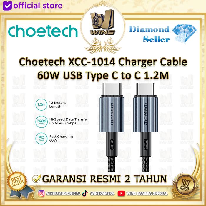 Gambar Choetech XCC-1014 / XCC-1015 Charger Cable 60W USB Type C to C - 1014 1,2M dari WINS OFFICIAL STORE undefined Tokopedia