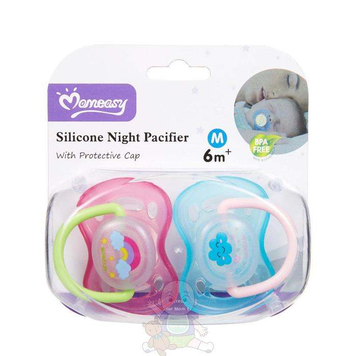 Gambar New Product Empeng Bayi 2Pcs Momeasy Plus Kotak / Silicone Pacifier Glow In The Dark (Empeng Bulat Pipih) - Boy dari Dadan Khasanah Shop undefined Tokopedia