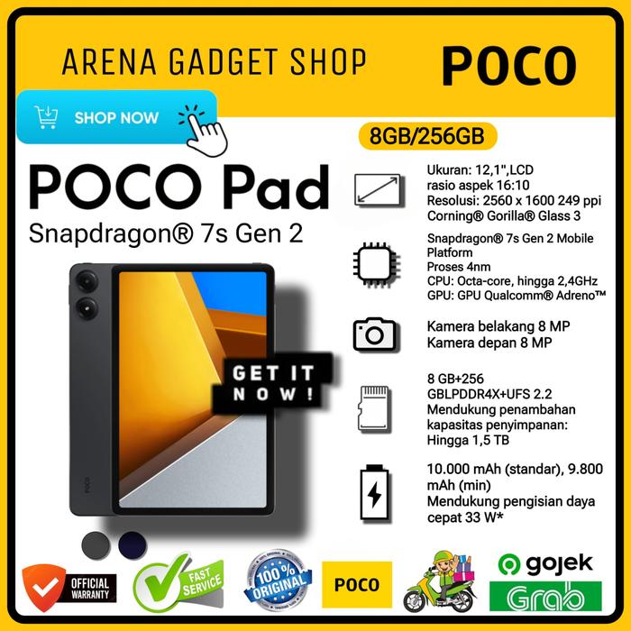 Gambar Poco Pad Ram 8/256Gb 2024 Snapdragon 7s Gen 2 12,1" New Garansi Resmi Xiaomi POCOPAD POCO PAD - Grey dari ArenaGadgetShop undefined Tokopedia